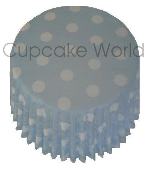 CUTE BLUE POLKA DOTS PAPER MUFFIN / CUPCAKE CASES X 50